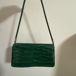 SHEIN Dark Green Faux Crocodile Pattern Shoulder Bag